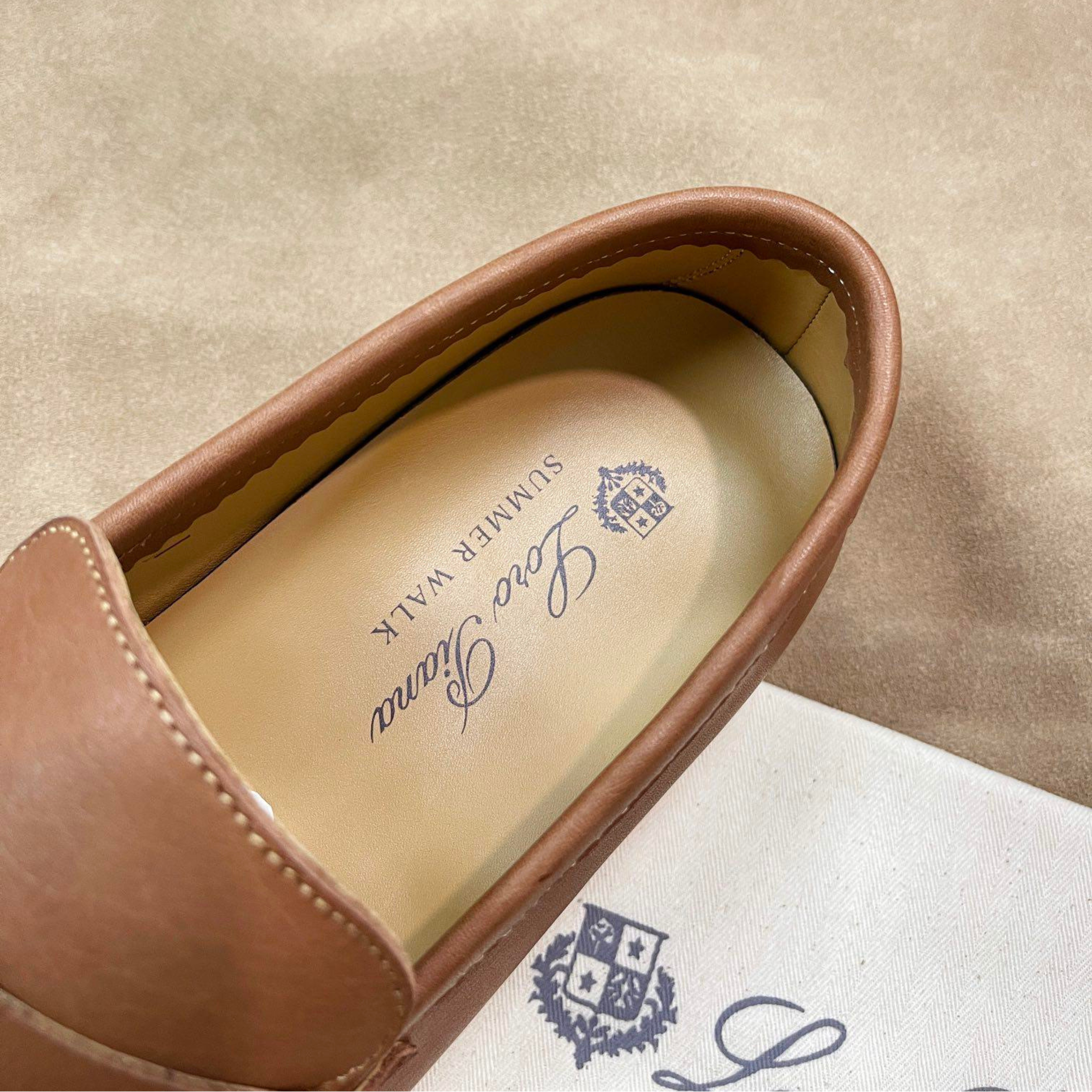 Loro Piana Summer Charms Walk Deerskin Loafers - Cream Bignet (20CB)