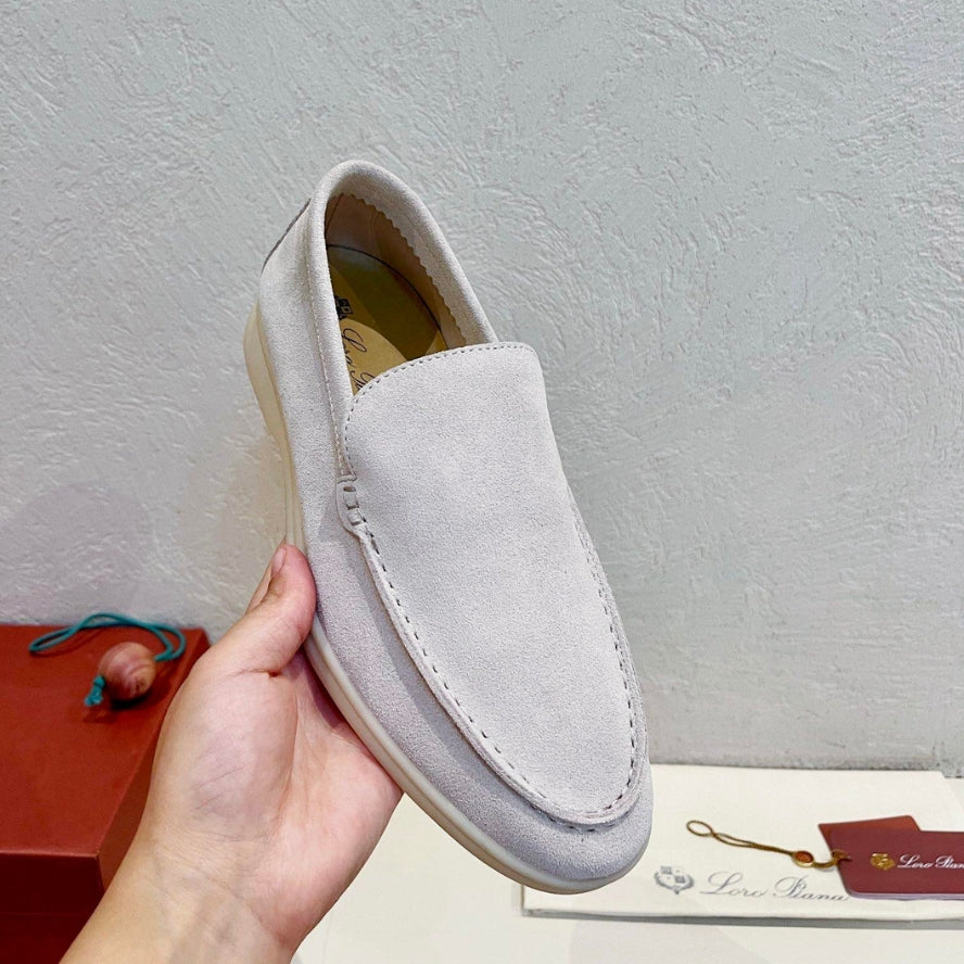 Loro Piana Summer Walk Suede Loafers - Beige