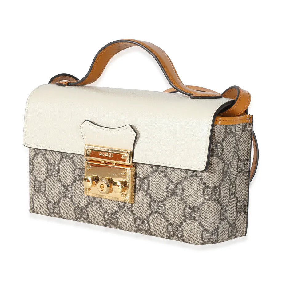 Gucci GG Supreme Padlock Top Handle Bag – Beige