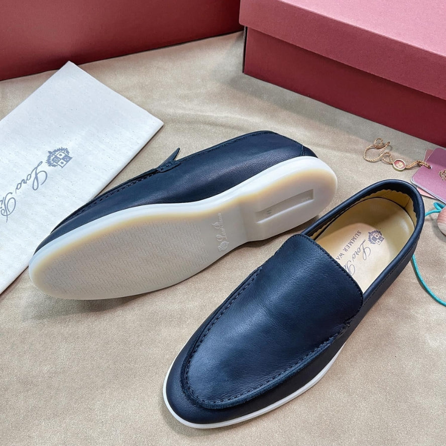 Loro Piana Summer Walk Elk Leather Loafers - Navy Blue (W000)