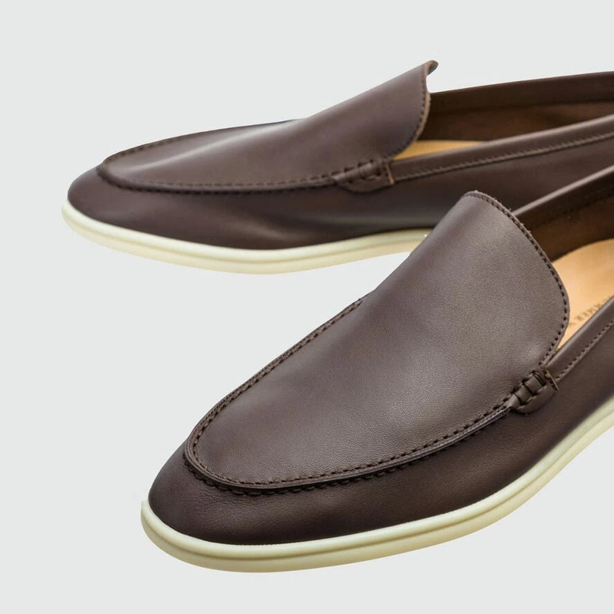 Loro Piana Summer Walk Elk Leather Loafers - Very Dark Brown (H027)