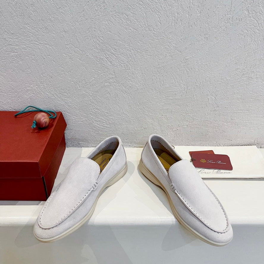 Loro Piana Summer Walk Suede Loafers - Beige