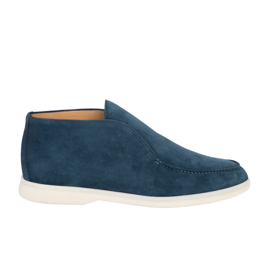 Loro Piana Open Walk Suede Ankle Boots - Dark Blue