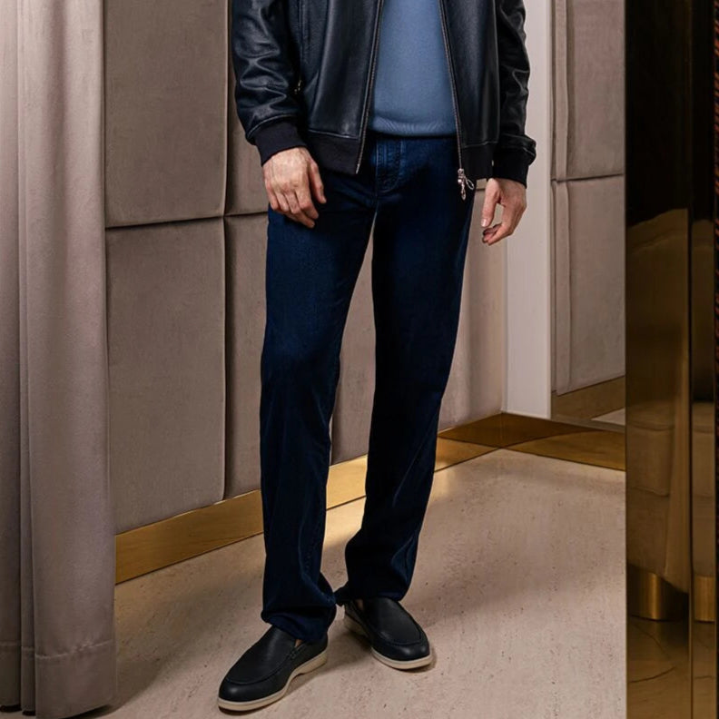 Loro Piana Summer Walk Elk Leather Loafers - Navy Blue (W000)