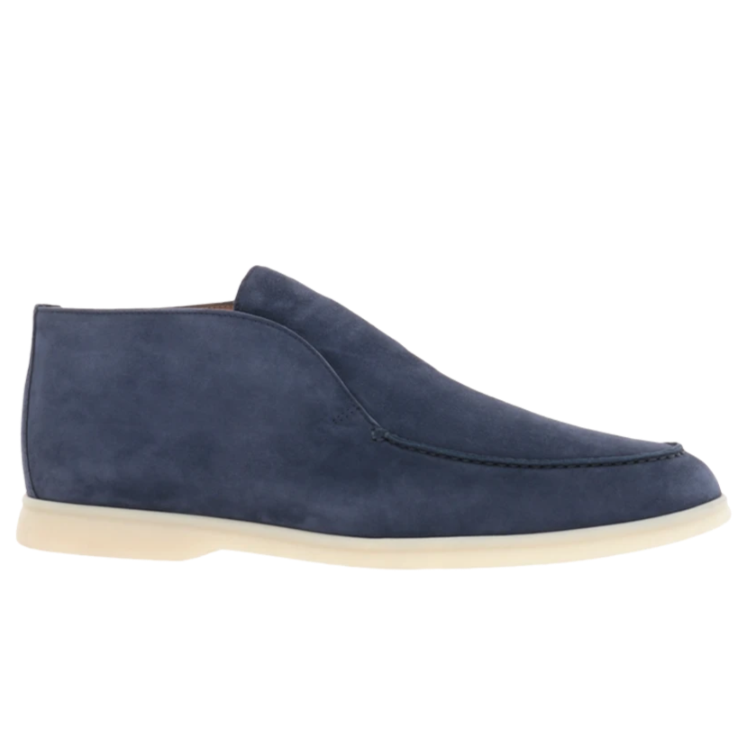 Loro Piana Open Walk Suede Loafers - Dark Blue