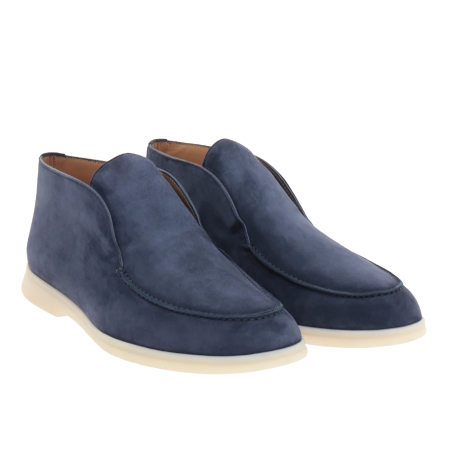 Loro Piana Open Walk Suede Loafers - Dark Blue