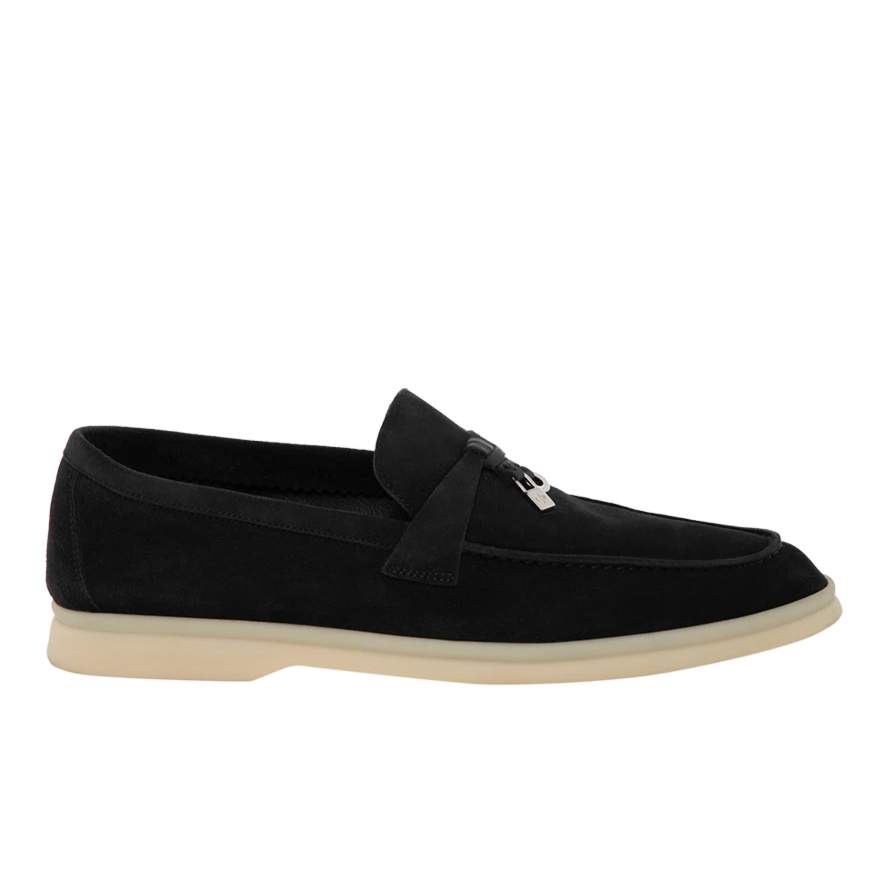 Loro Piana Summer Charm Suede Loafers - Black (029)