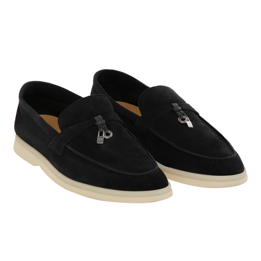 Loro Piana Summer Charm Suede Loafers - Black (029)