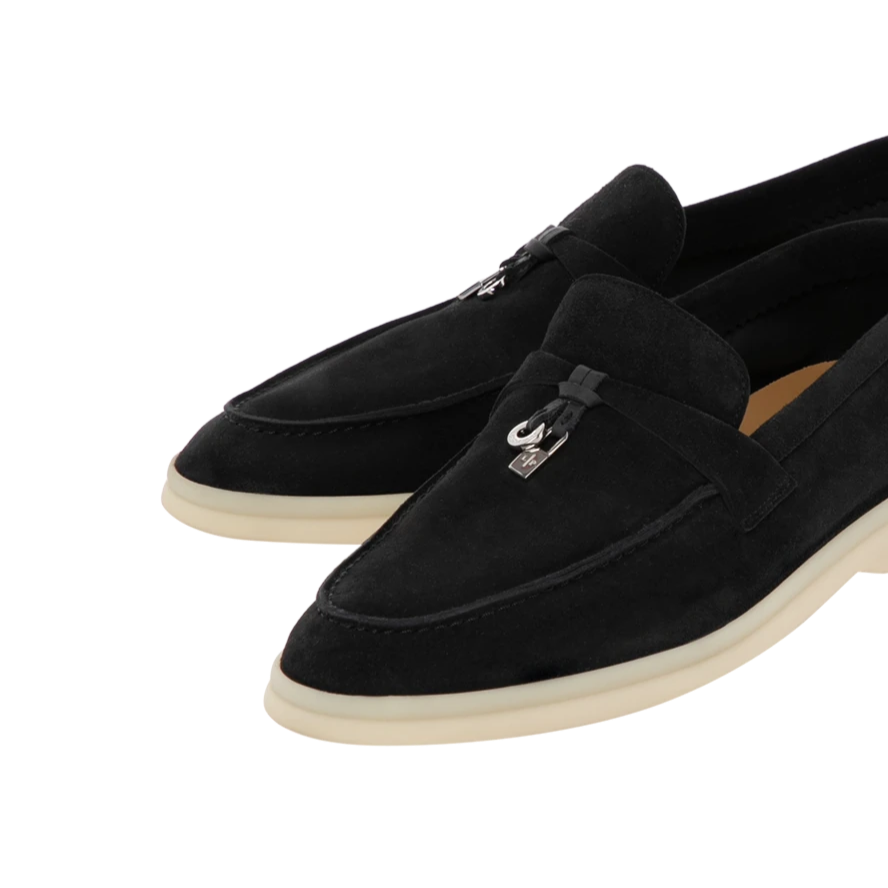 Loro Piana Summer Charm Suede Loafers - Black (029)