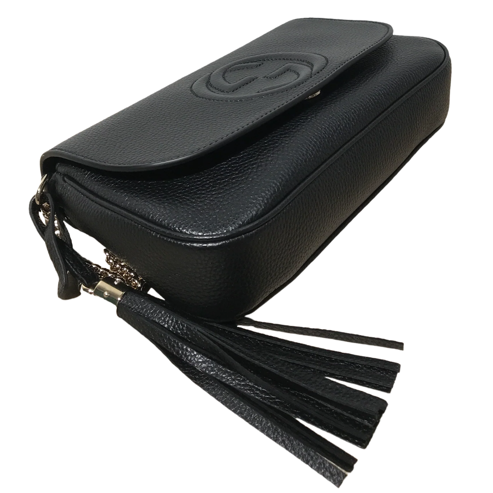Gucci Pebbled Calfskin Soho Medium Flap Bag – Black