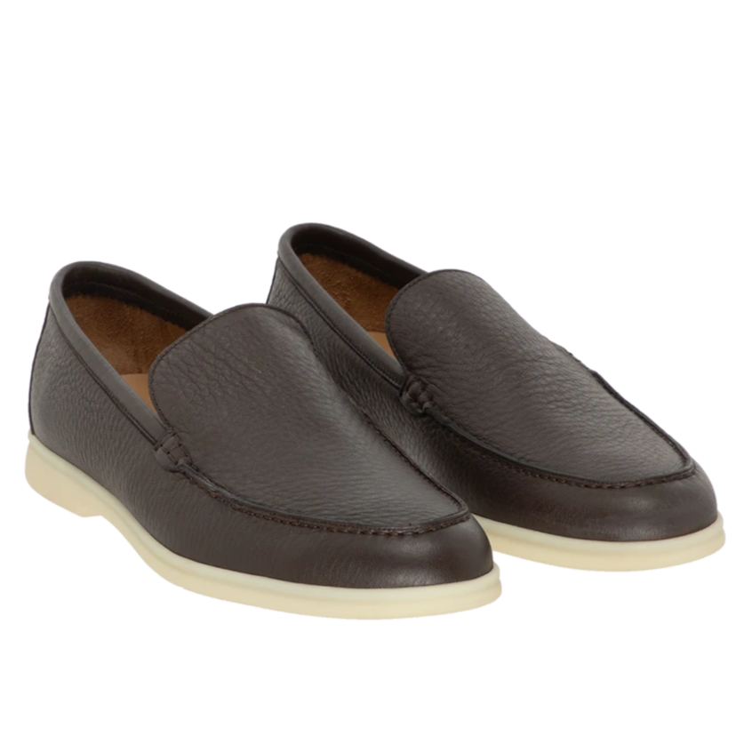Loro Piana Summer Walk Elk Leather Loafers - Very Dark Brown (H027)