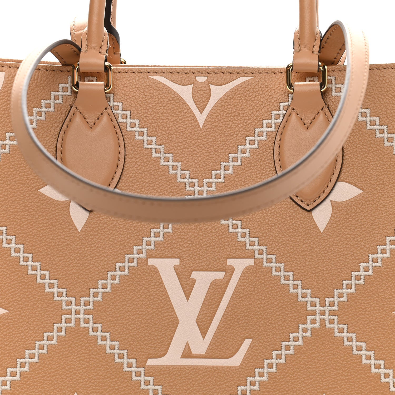 Louis Vuitton Empreinte Monogram Giant Broderies OnTheGo MM Tote Bag - Light Brown