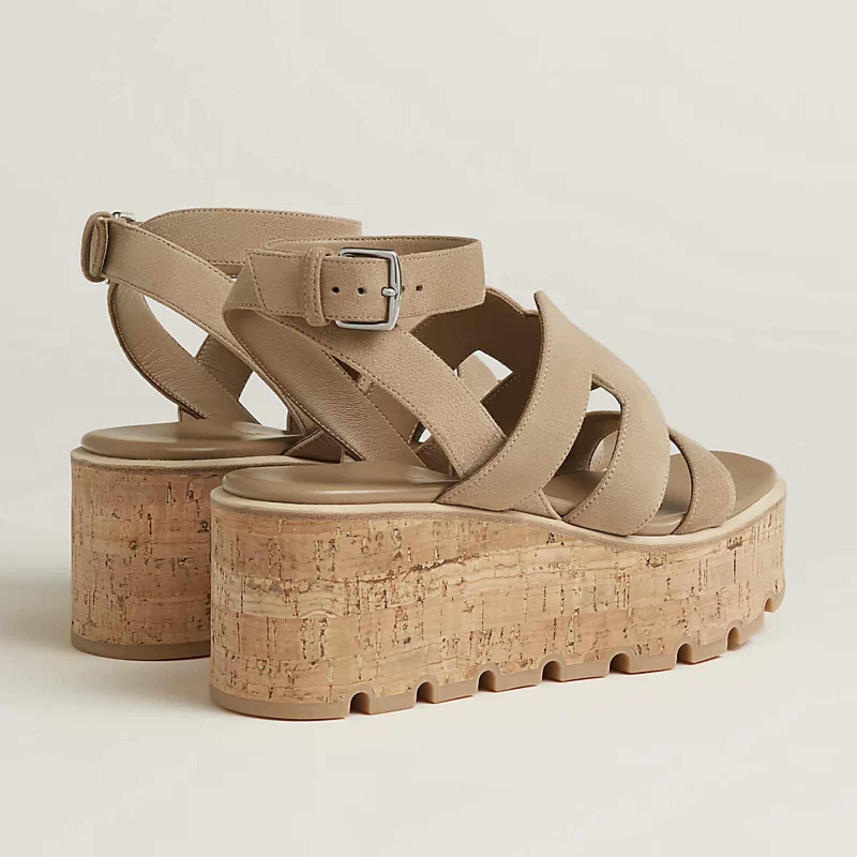 Hermes Havane 30 Suede Sandal - Beige