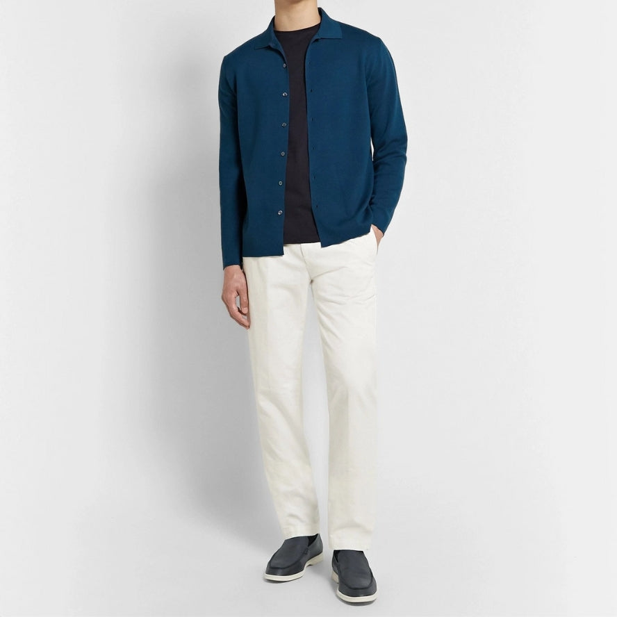 Loro Piana Summer Walk Elk Leather Loafers - Navy Blue (W000)