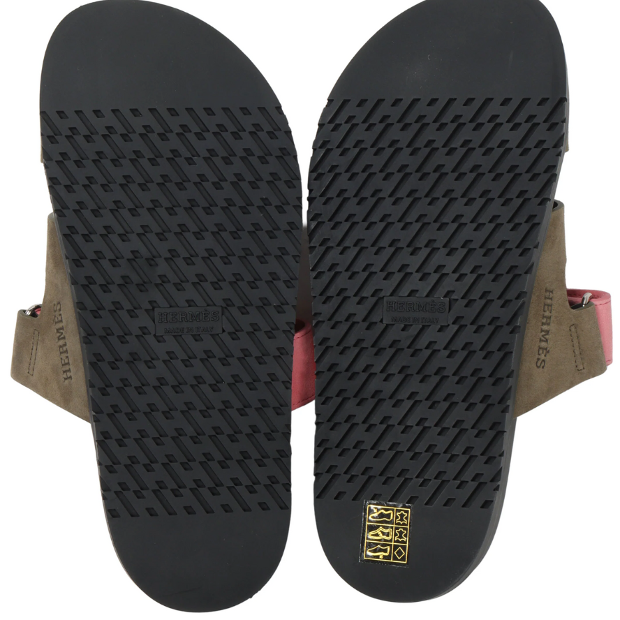 Hermes Chypre Sandals - Pink & Vert Toundra