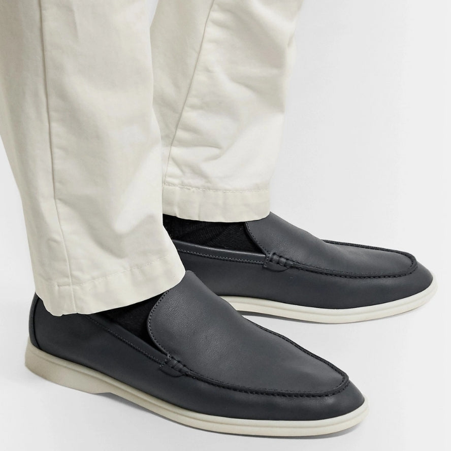 Loro Piana Summer Walk Elk Leather Loafers - Navy Blue (W000)