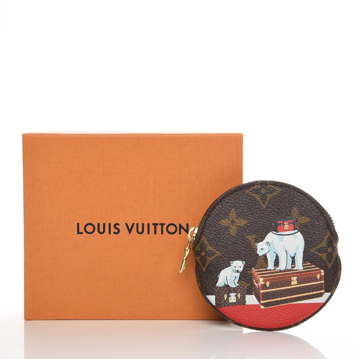 Louis Vuitton Limited Edition Monogram Christmas Round Coin Purse - Brown