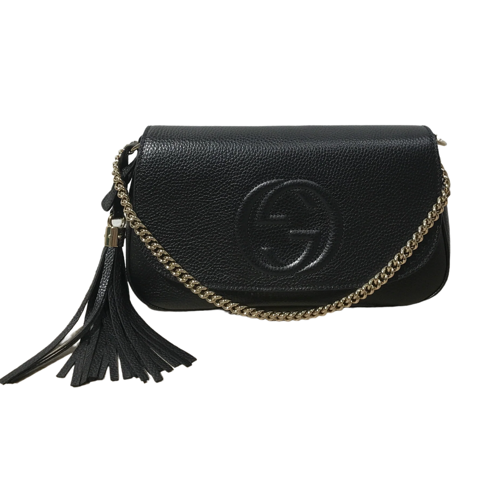 Gucci Pebbled Calfskin Soho Medium Flap Bag – Black