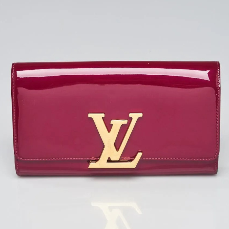 Louis Vuitton Vernis Patent Leather Louise Clutch - Wine Red