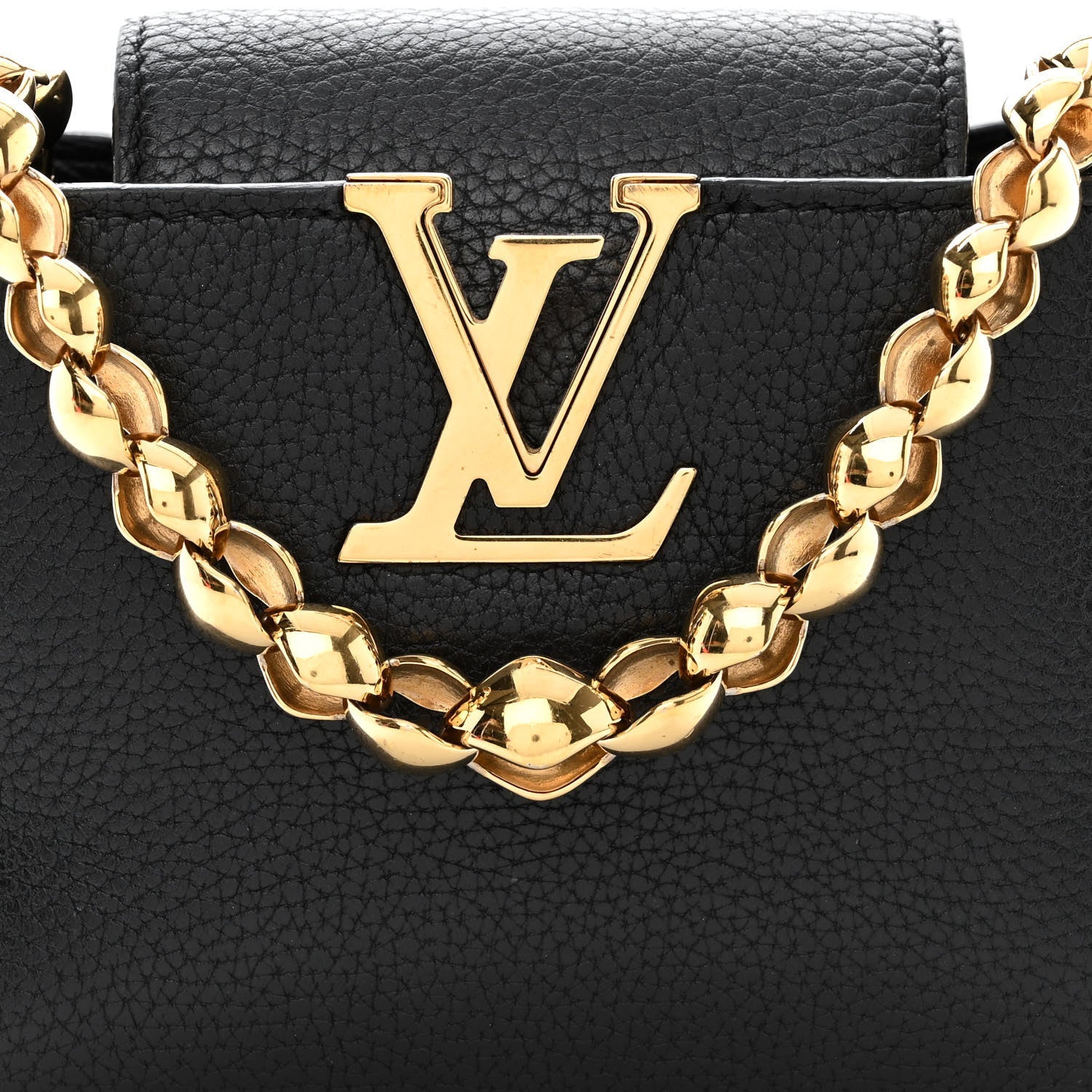 Louis Vuitton Taurillon Mini Chain Capucines Handbag - Black