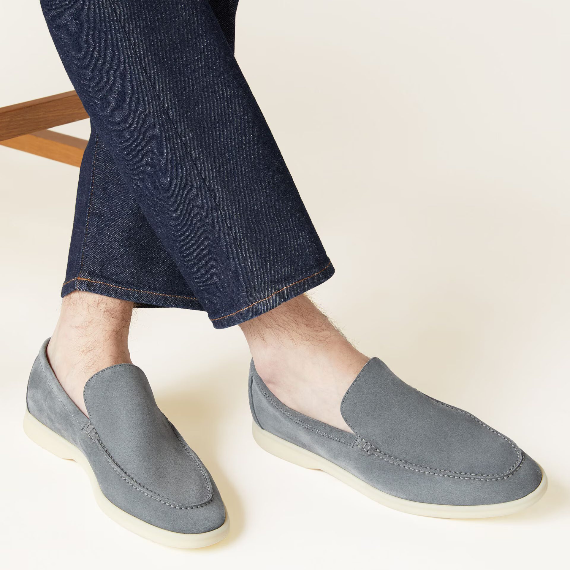 Loro Piana Summer Walk Suede Loafers - Frozen Blue (60JF)
