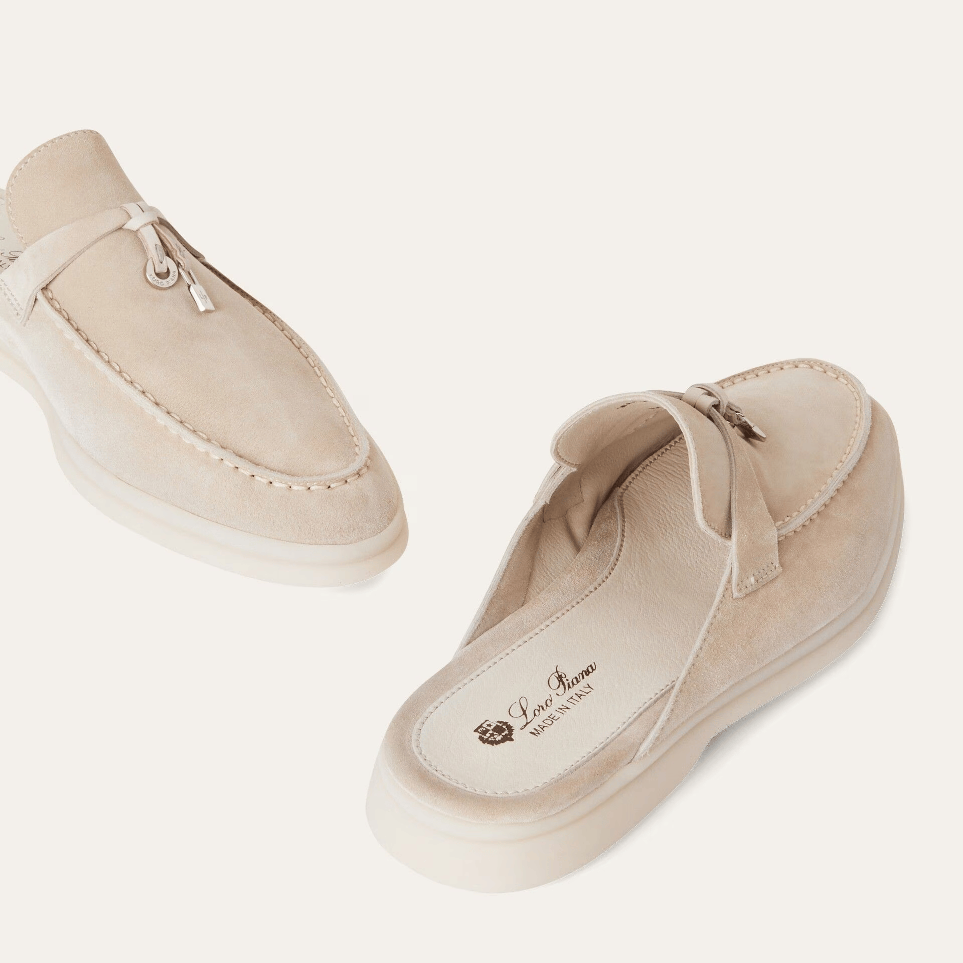 Loro Piana Babouche Charms Walk Suede Loafer - Linen (D746)