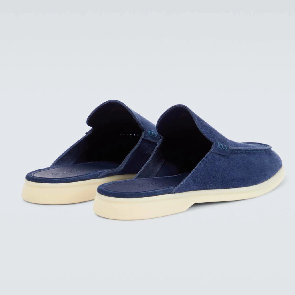Loro Piana Babouche Walk Suede Slippers - Racing Blue (003)