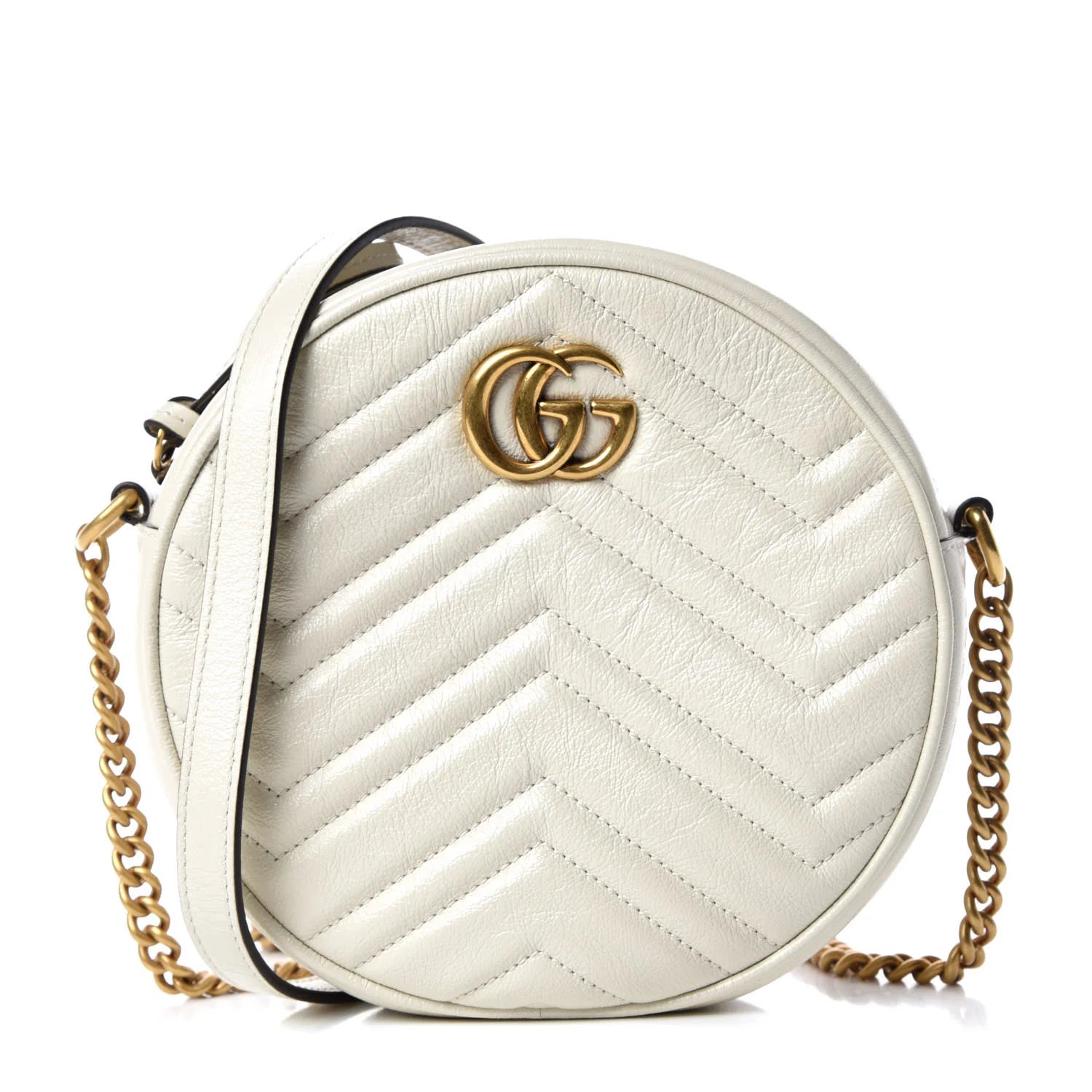 Gucci Azalea Marmont Round Mini Shoulder Bag – White