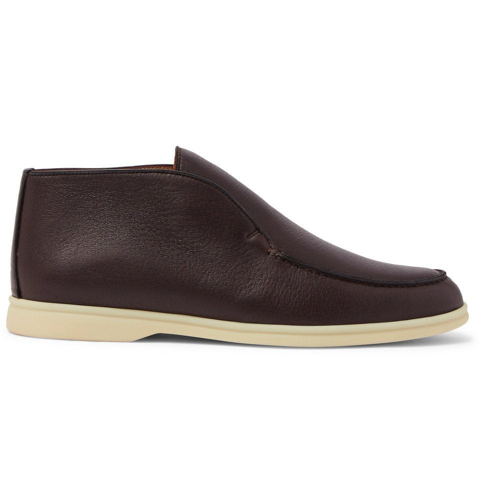 Loro Piana Open Walk Full-Grain Leather Boots – Dark Brown (146)