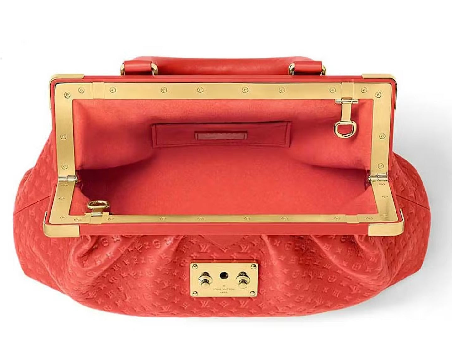 Louis Vuitton Calfskin Leather Mono Clutch Bag – Red