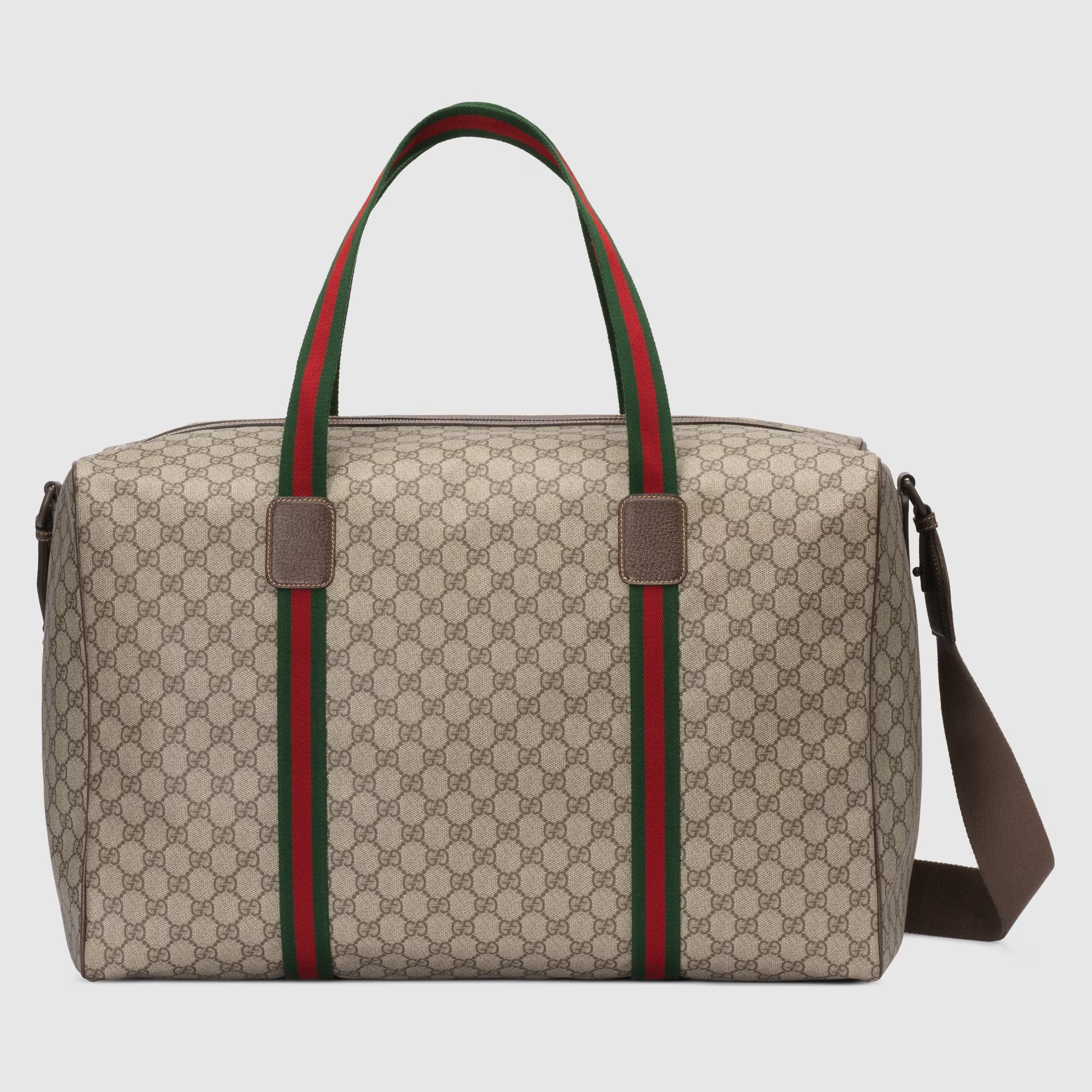 Gucci GG Supreme Canvas Large Duffle Bag with Web - Beige