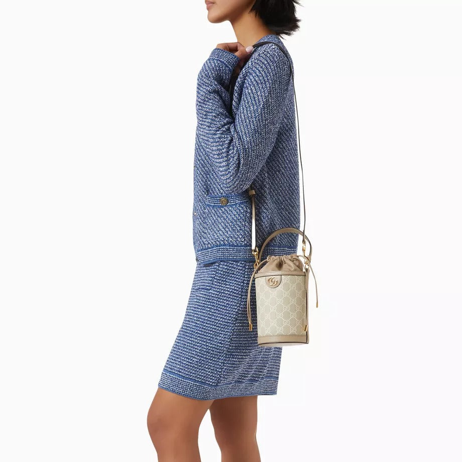 Gucci GG Canvas Mini Ophidia Bucket Bag – Beige