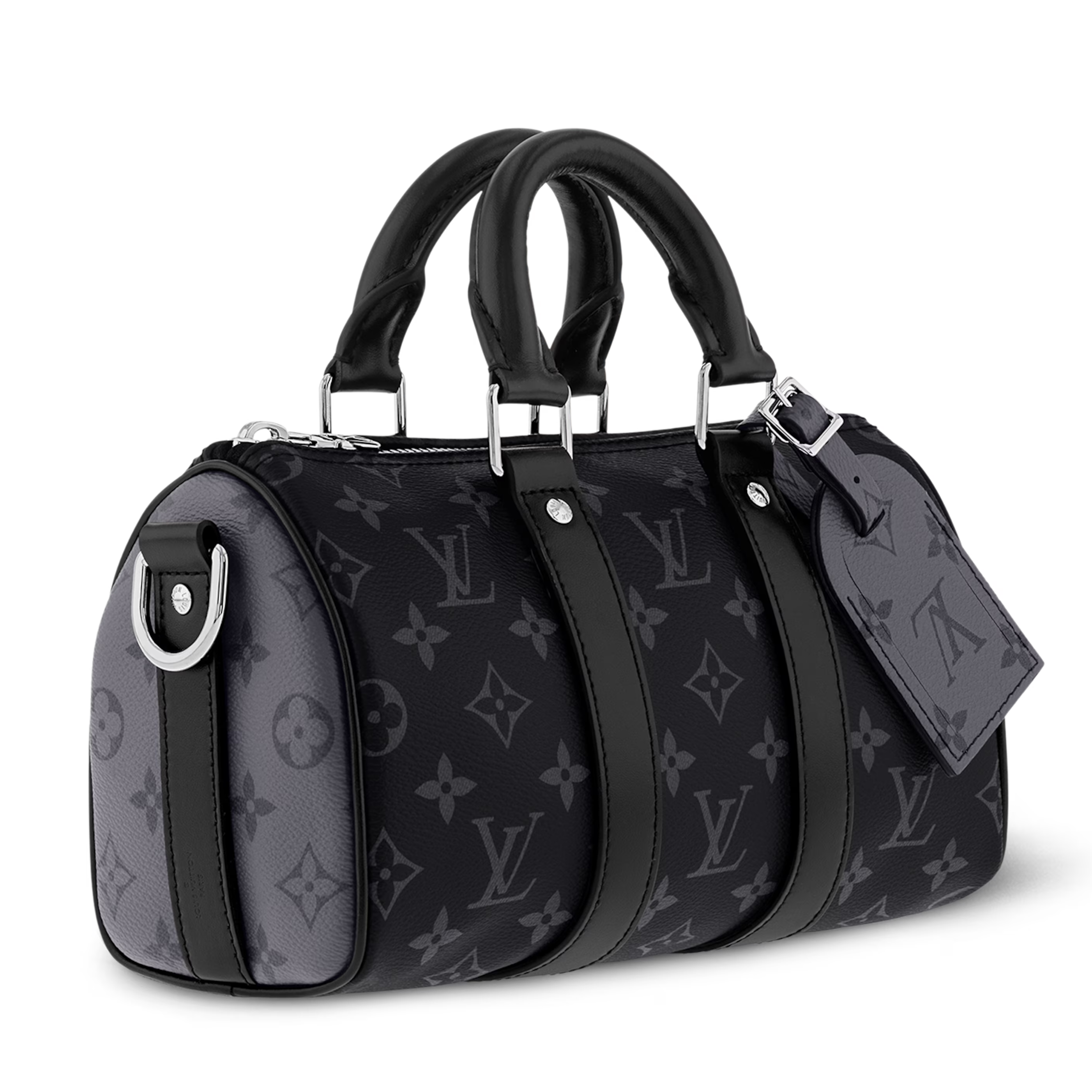 Louis Vuitton Monogram Eclipse Keepall Bandoulière 25 Duffle Bag – Grey