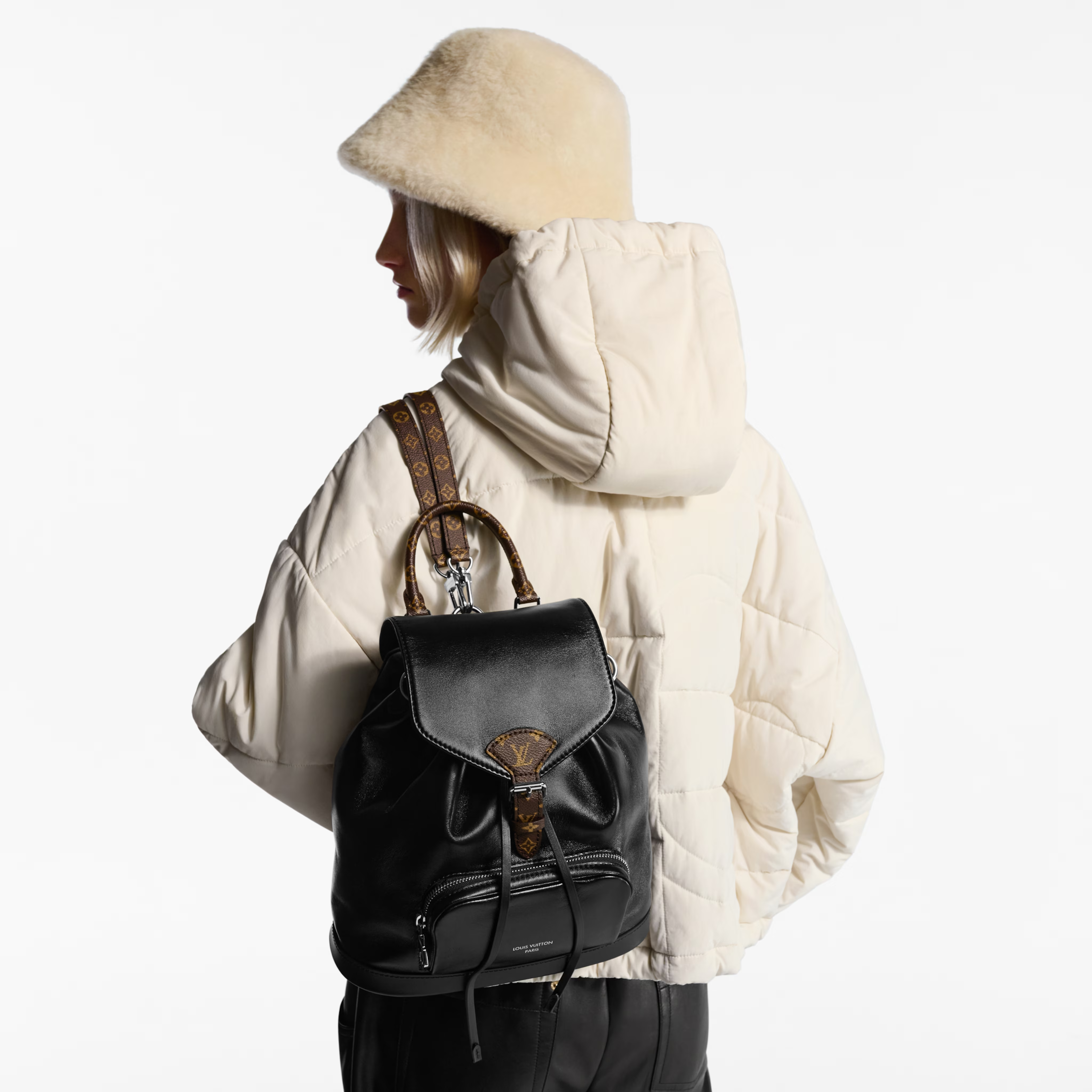 Louis Vuitton Lambskin Montsouris Vibe PM Bagpack – Black