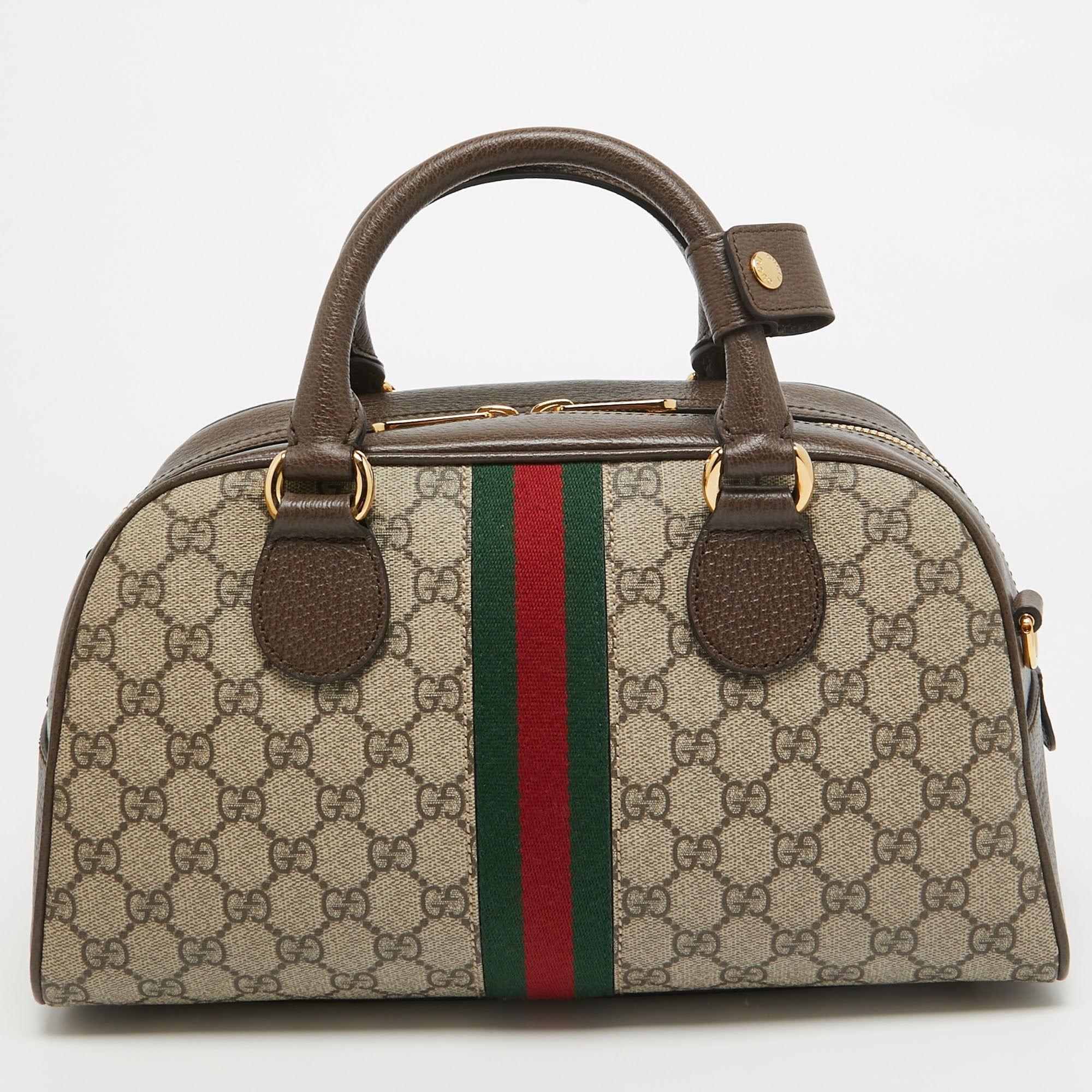 Gucci GG Canvas Ophidia Medium Bowling Bag - Beige