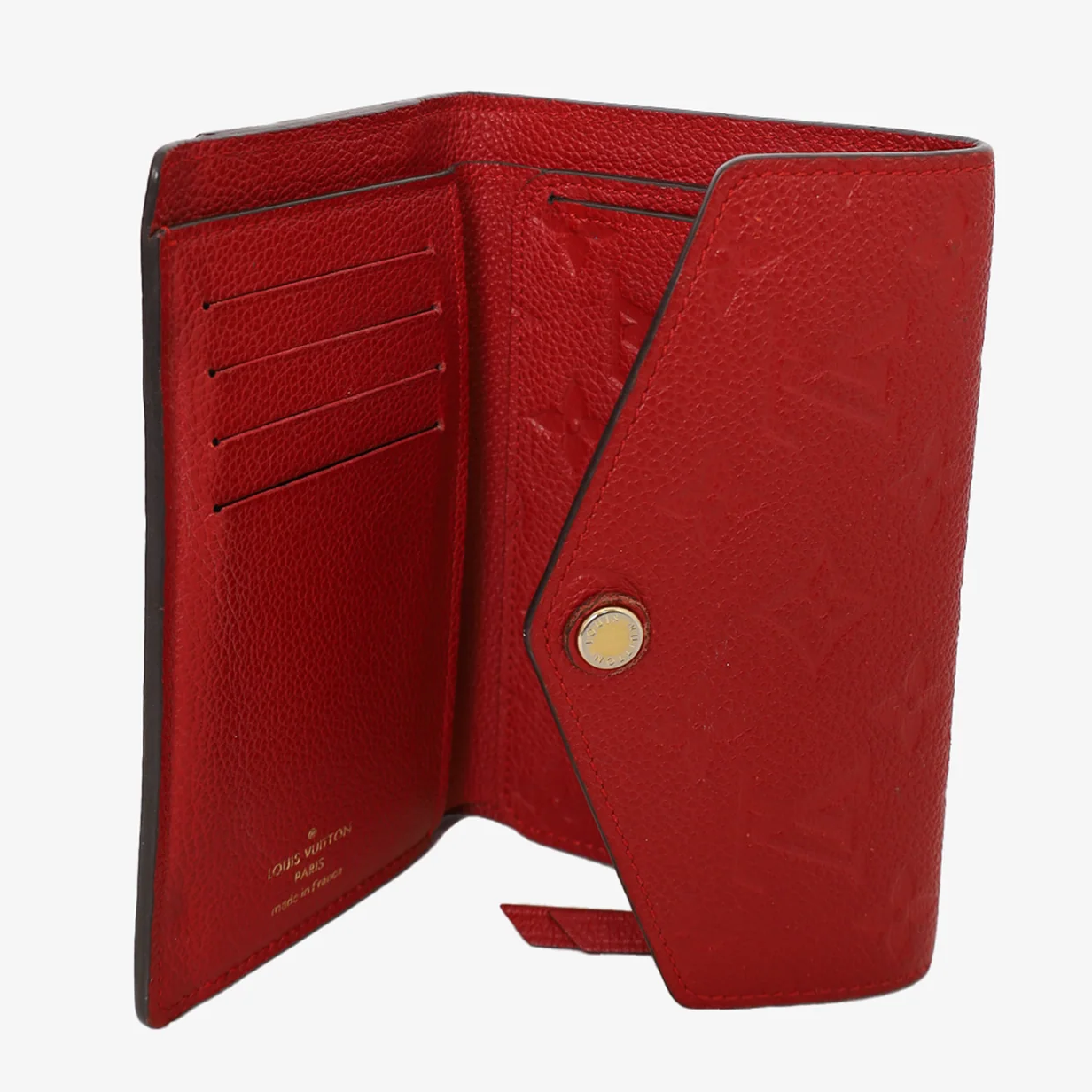 Louis Vuitton Monogram Empreinte Leather Compact Curieuse Wallet - Red