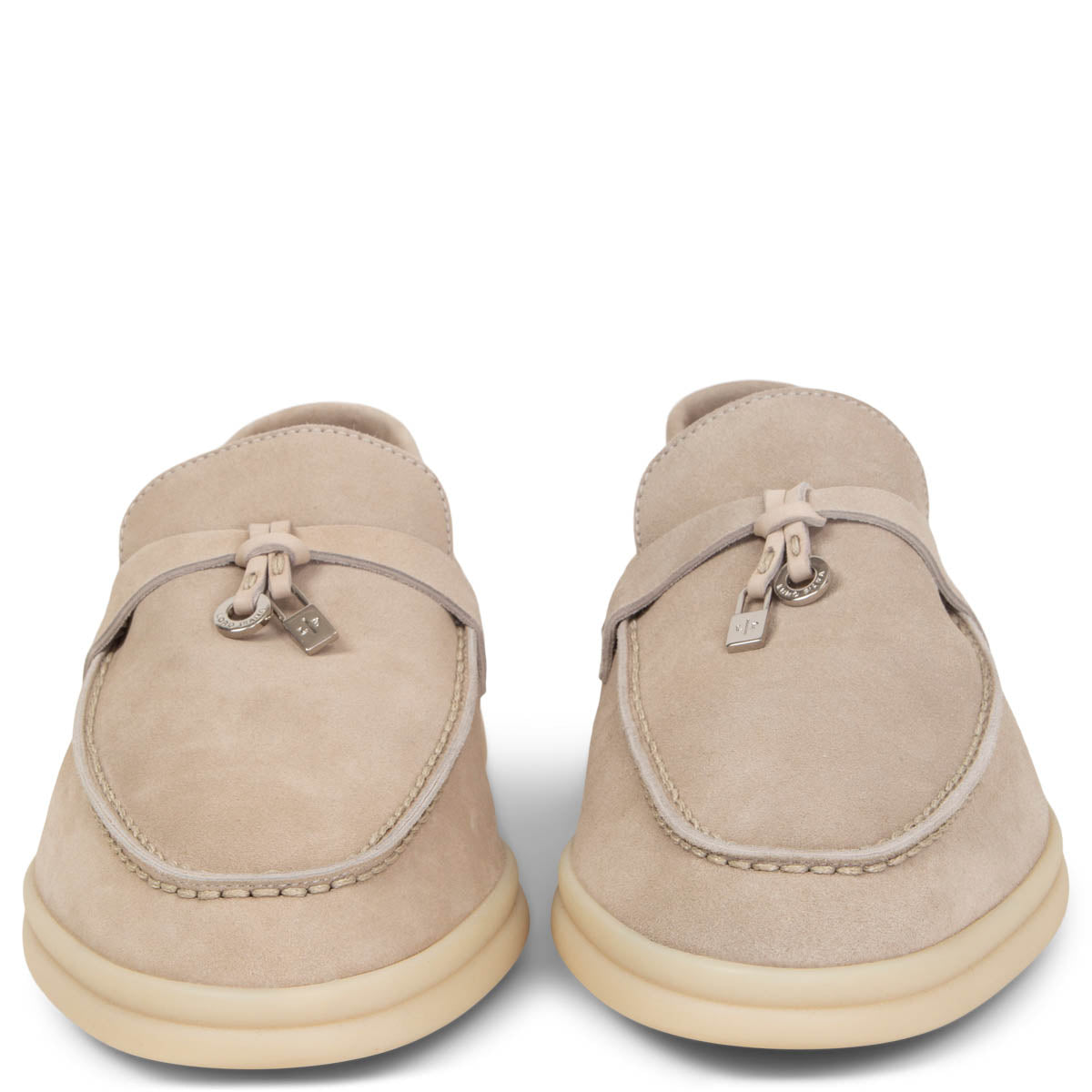 Loro Piana Summer Charms Suede Loafers - Light Beige