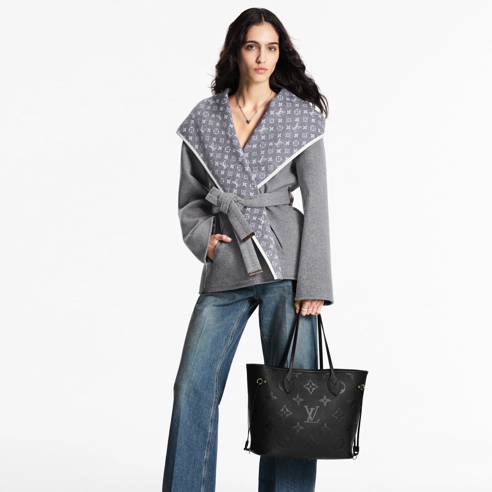 Louis Vuitton Empreinte Monogram Giant Neverfull MM Tote Bag - Black