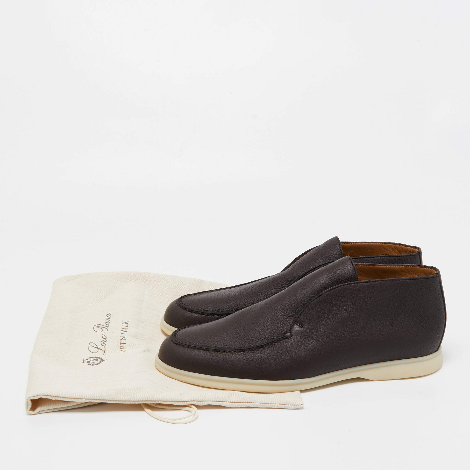 Loro Piana Open Walk Full-Grain Leather Boots – Dark Brown (146)