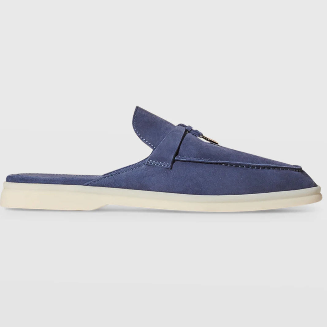 Loro Piana Babouche Charms Walk Suede Loafers - Blue Fluorite (010)