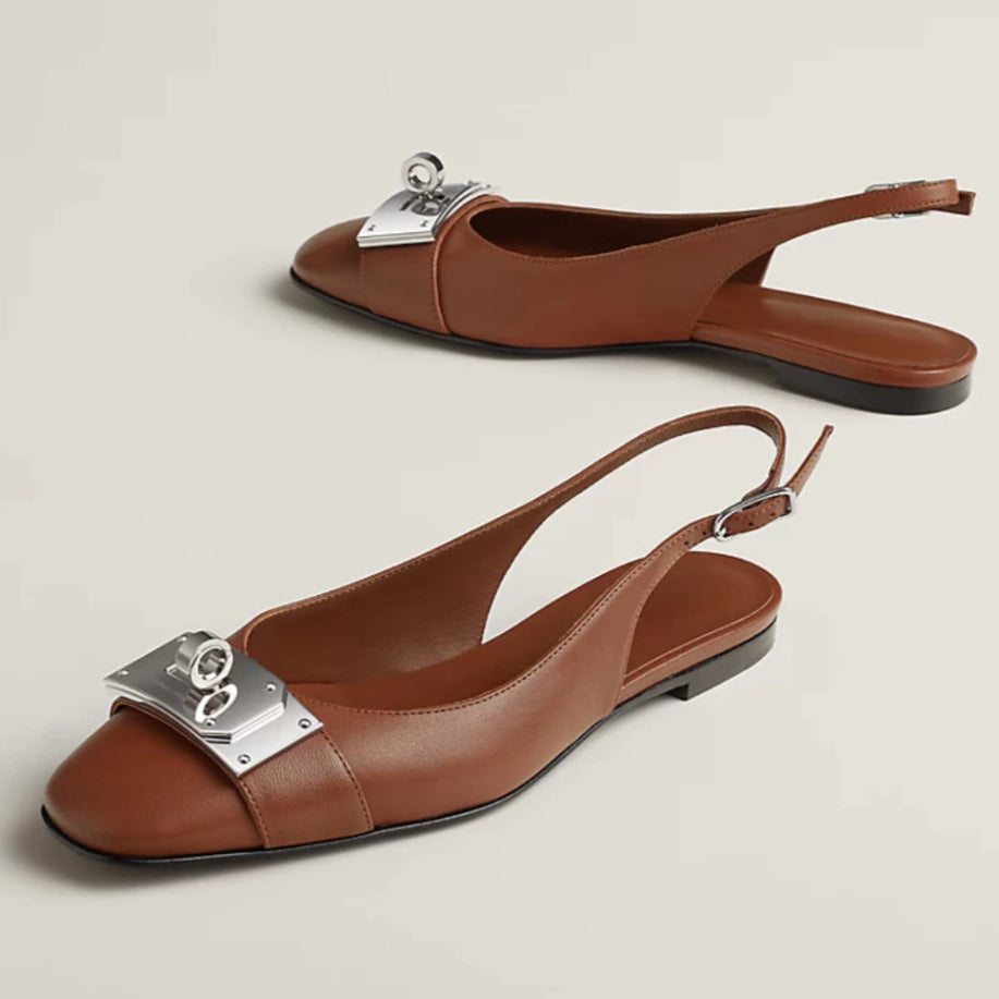 Hermes Innocente Slingback Sandals - Brown