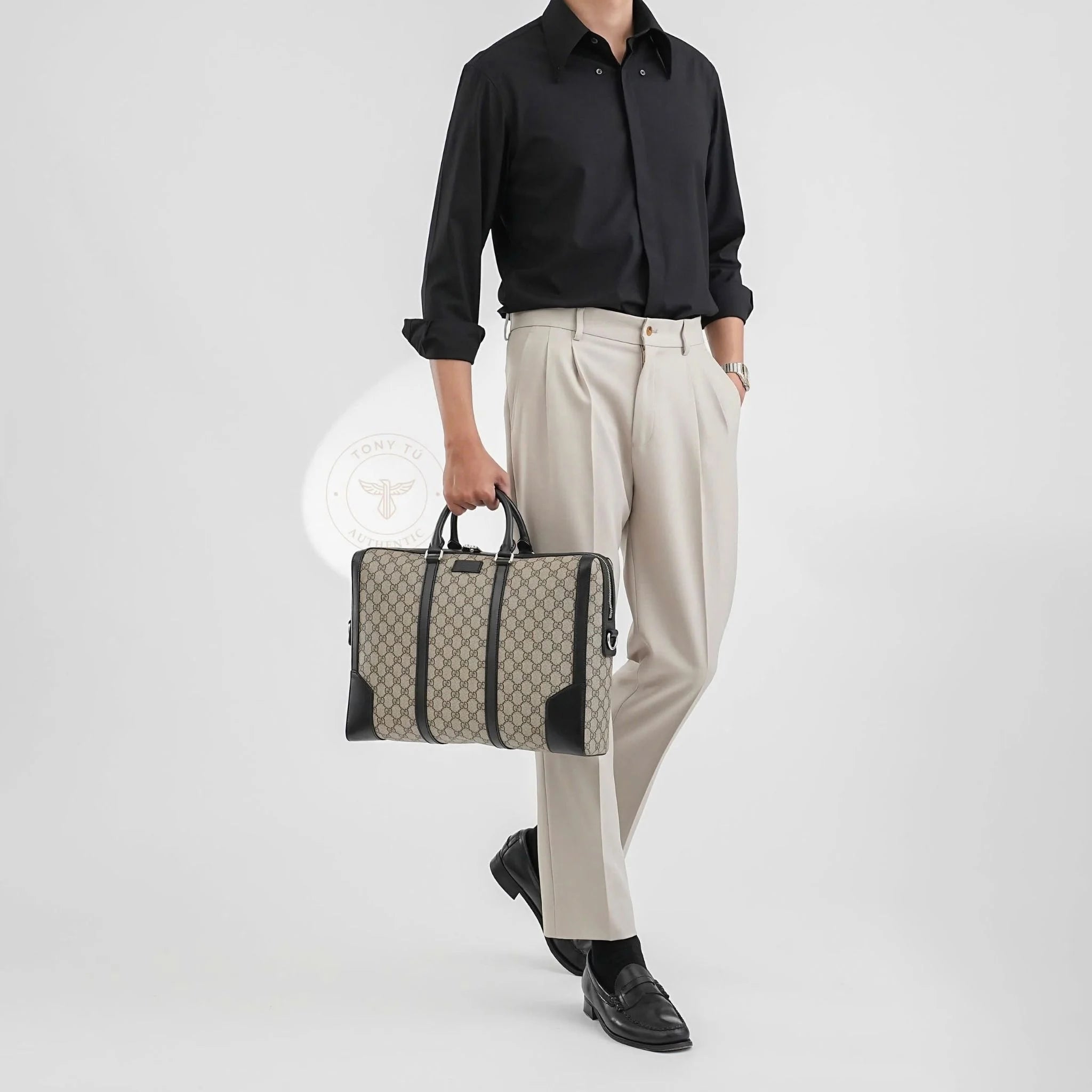 Gucci GG Medium Briefcase Bag - Beige