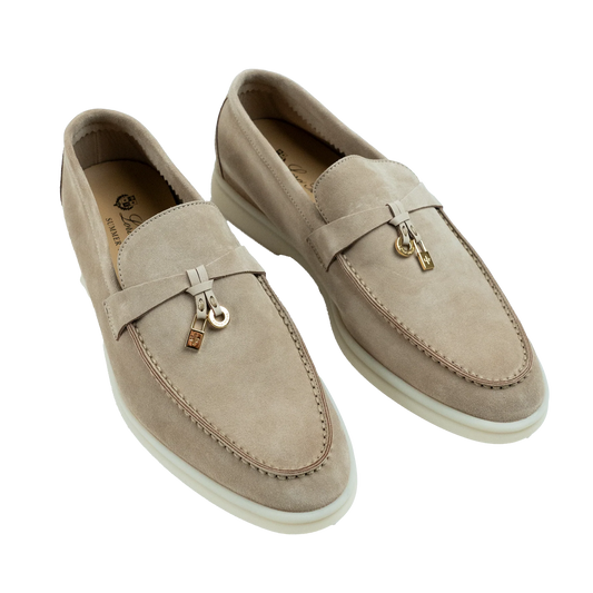 Loro Piana Summer Walk Suede Loafers - Sandstone