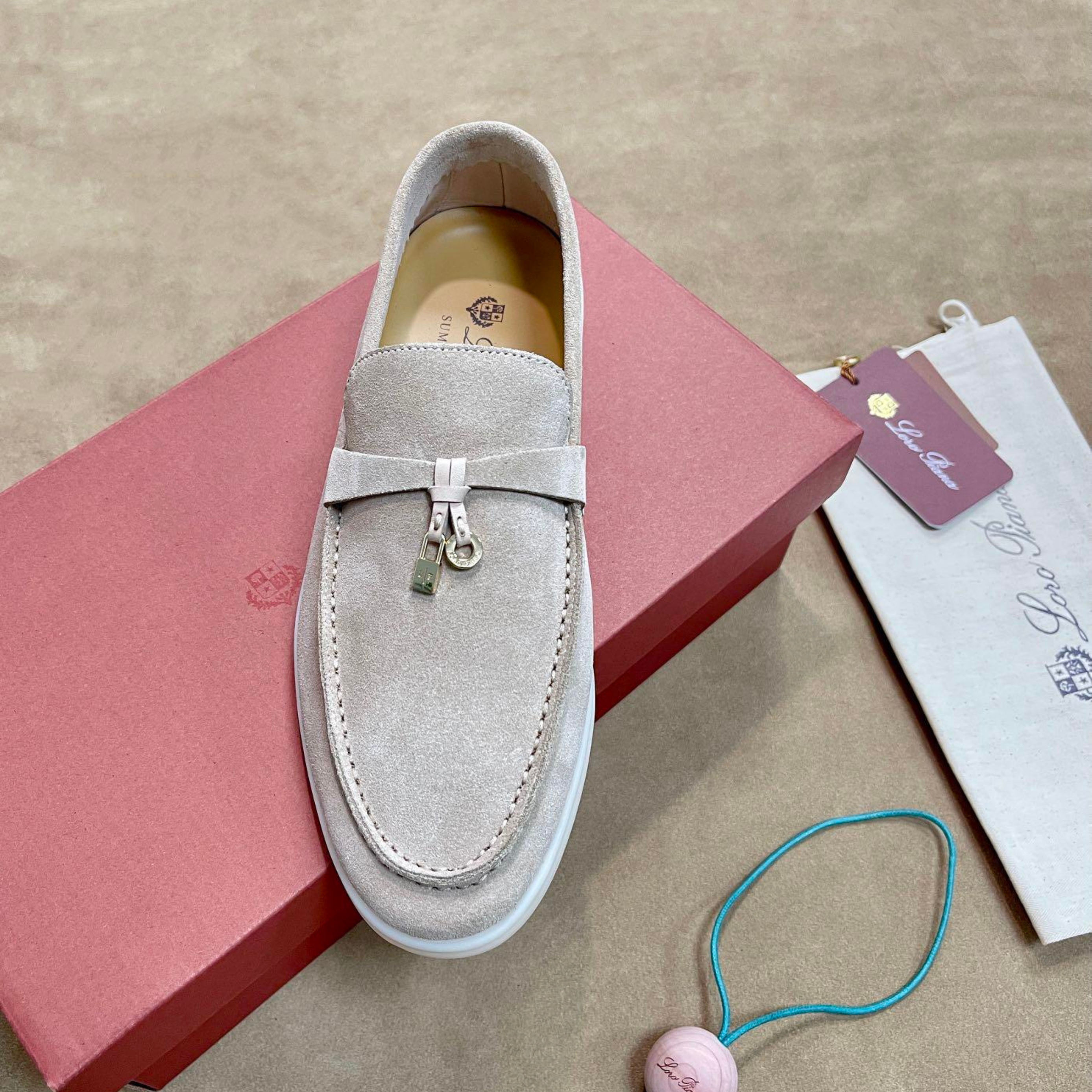 Loro Piana Summer Walk Suede Loafers - Sandstone