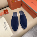 Loro Piana Babouche Walk Suede Slippers - Racing Blue (003)
