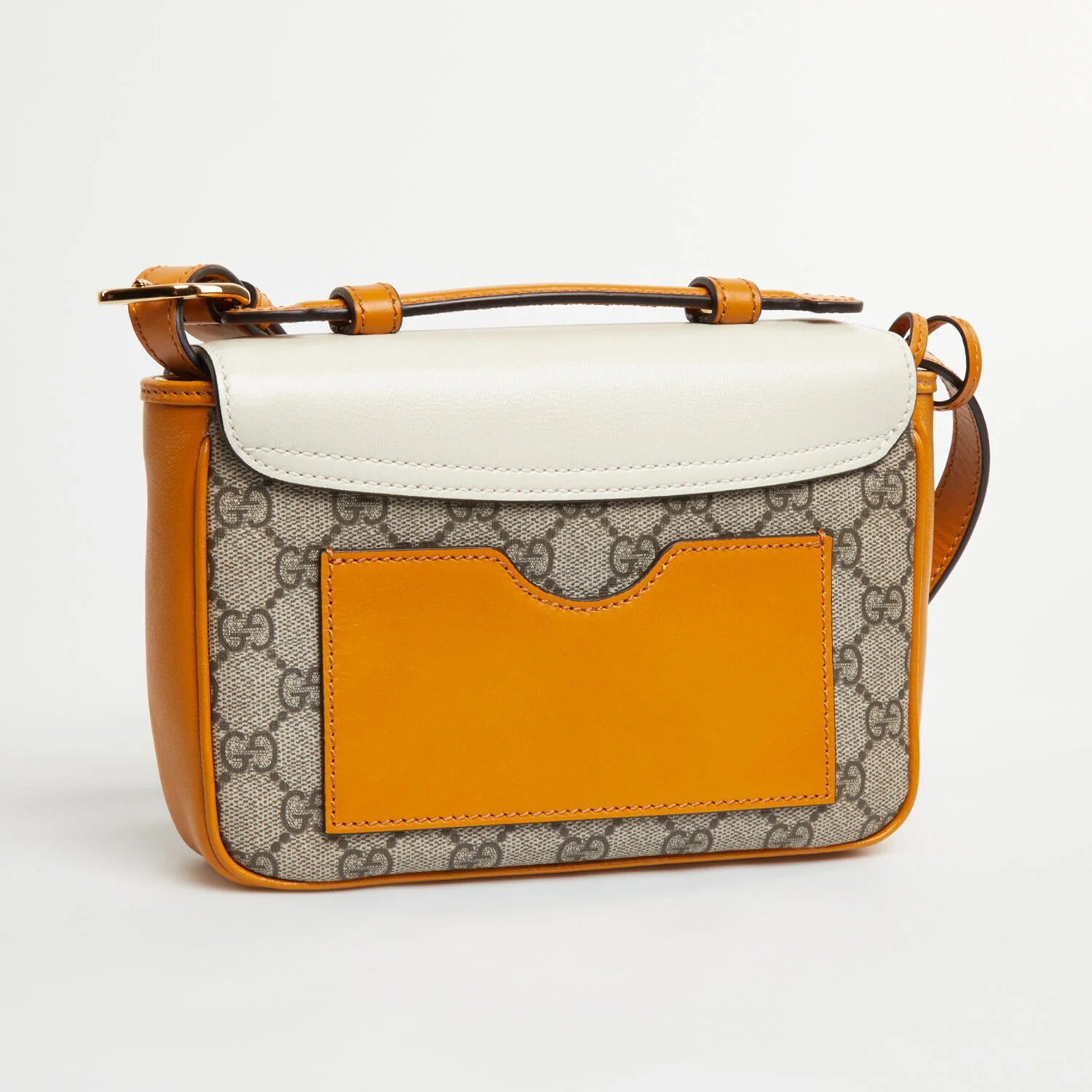 Gucci GG Supreme Padlock Front Pocket Flap Shoulder Bag  – Beige