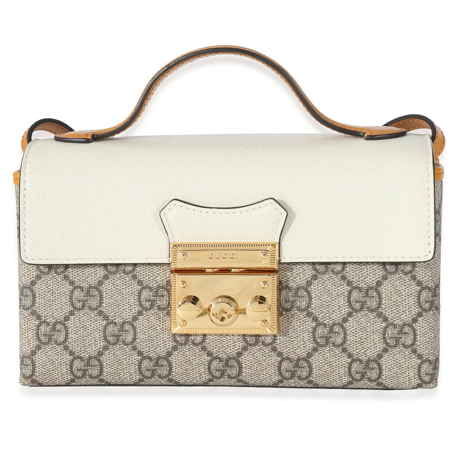 Gucci GG Supreme Padlock Mini Top Handle Bag – Beige
