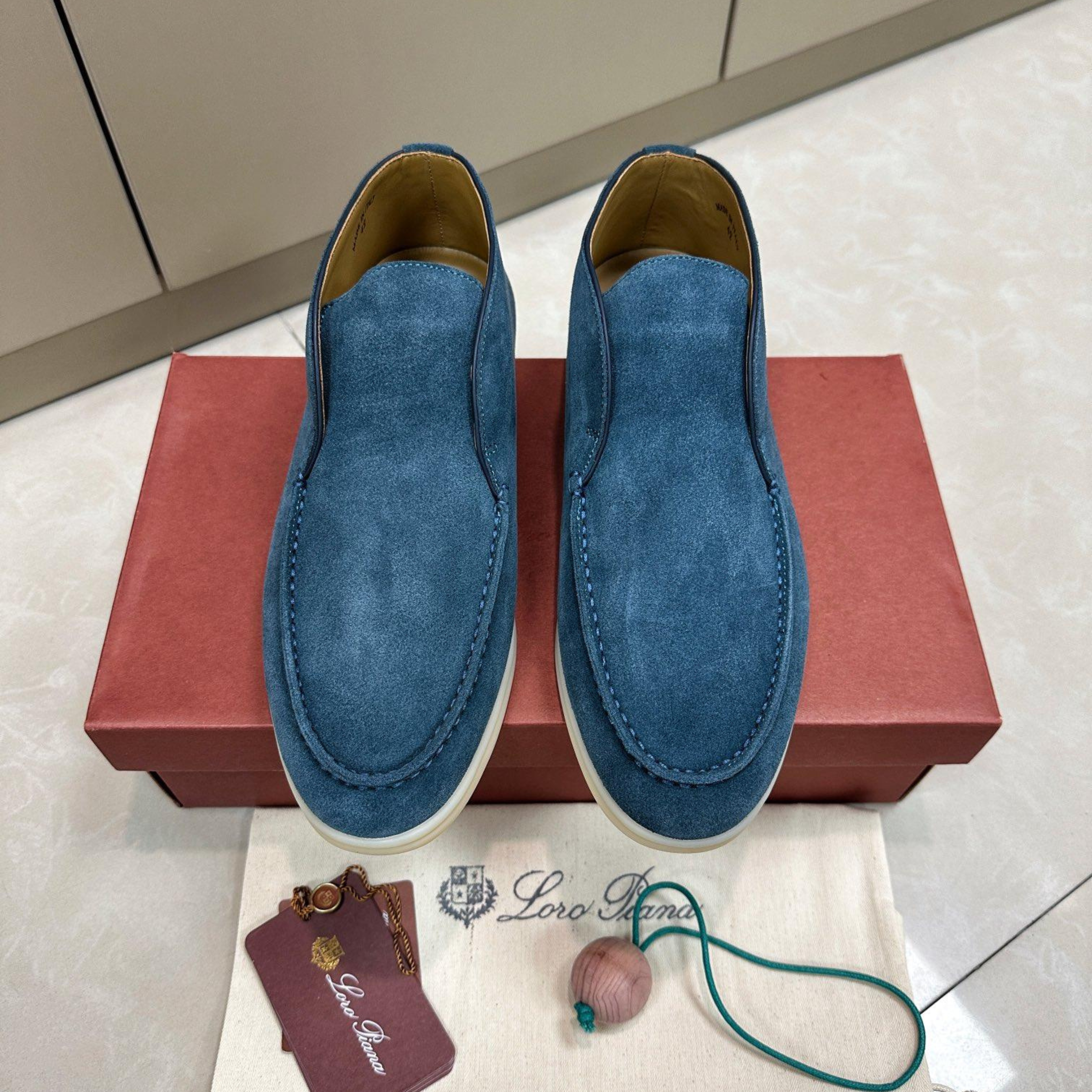 Loro Piana Open Walk Suede Ankle Boots - Dark Blue