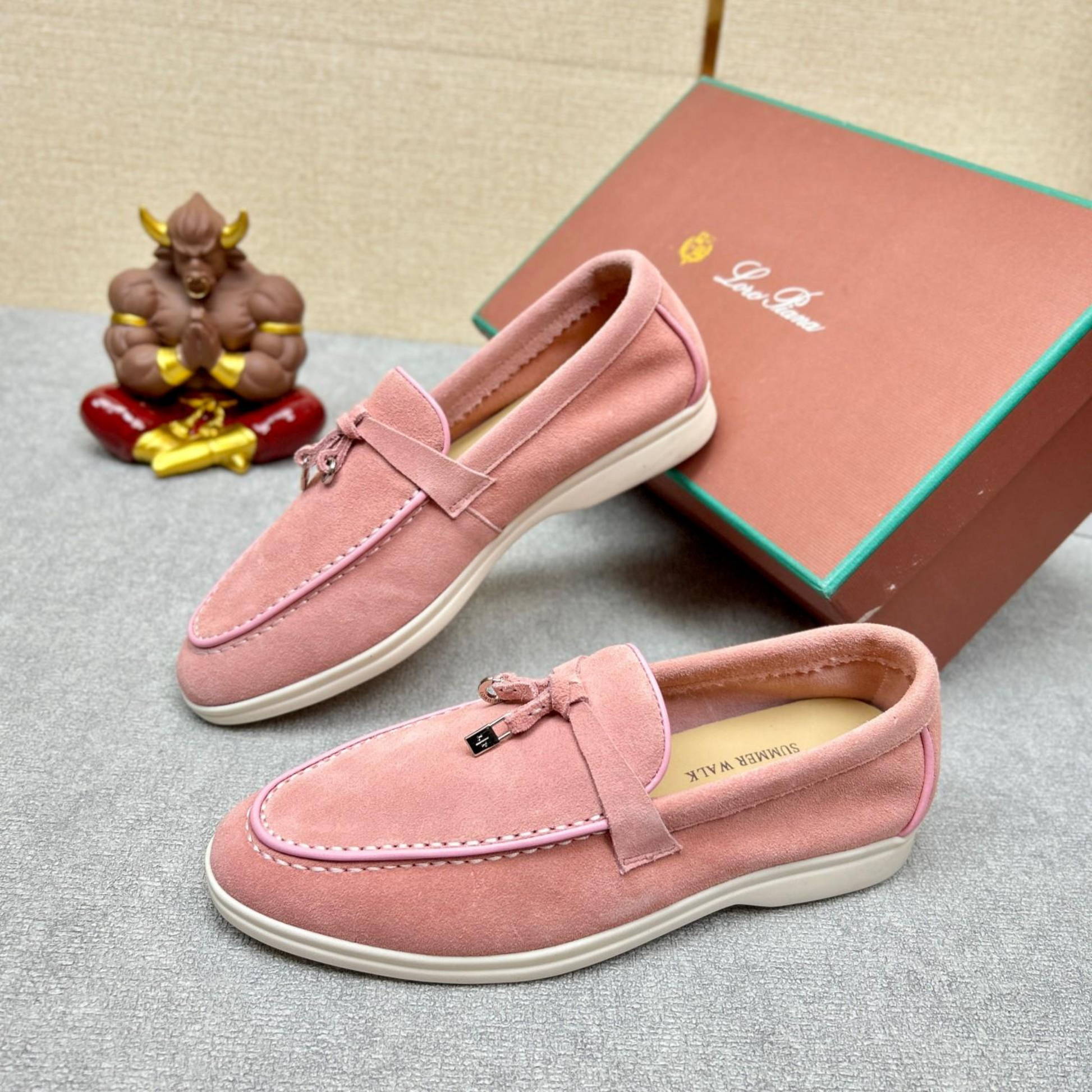 Loro Piana Summer Charms Walk Suede Loafers - Wild Mauve