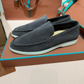 Loro Piana Summer Walk Suede Loafers - Dark Gray